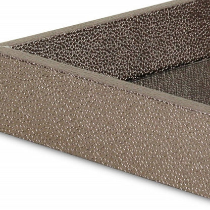 10" Gray Mirrored Glass And Wood Faux Shagreen Vanity Tray