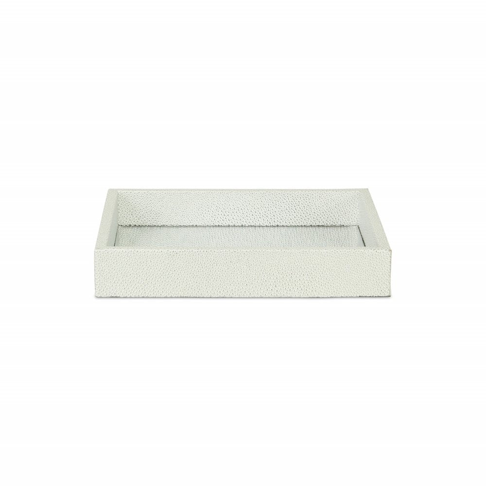 10" White Silver Rectangular Wood Handmade Tray