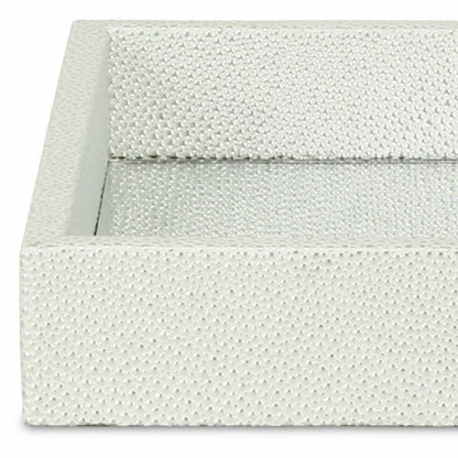 10" White Silver Rectangular Wood Handmade Tray