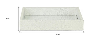 10" White Silver Rectangular Wood Handmade Tray