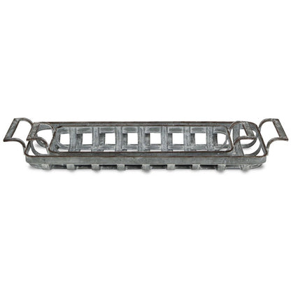 Set of Two Gray Metal Handmade Tray With Handles