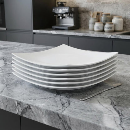 White Six Piece Square Bone China Service For Six Bread and Butter Set