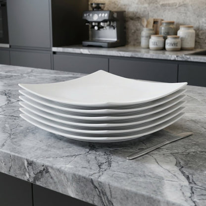 White Six Piece Square Bone China Service For Six Bread and Butter Set