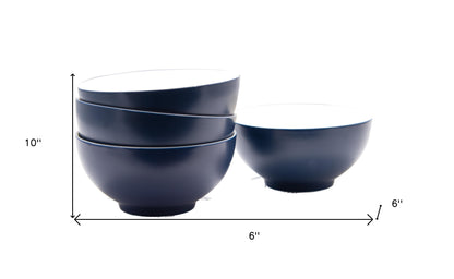 Blue and White Four Piece Porcelain Service For Four Bowl Set