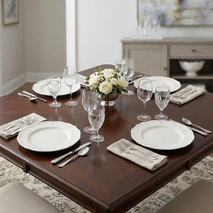 White Four Piece Scallop Stoneware Service For Four Dinner Plate Set