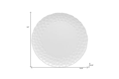 White Six Piece Round Pebbled Porcelain Service For Six Dinner Plate Set