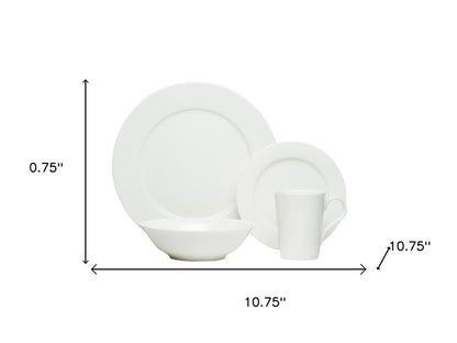 White Sixteen Piece Round Bone China Service For Four Dinnerware Set