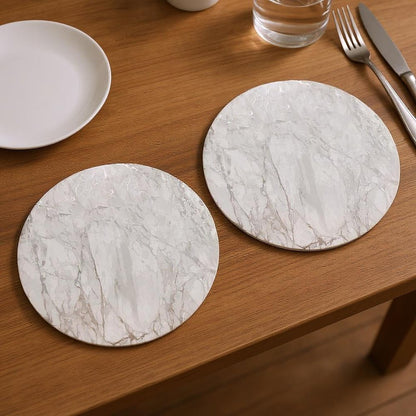 15" X 15" Silver And Gray Abstract Round Placemats