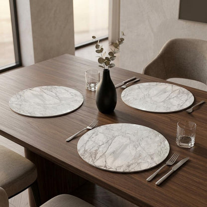 15" X 15" Silver And Gray Abstract Round Placemats