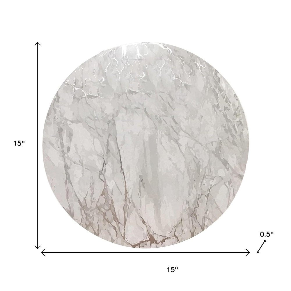 15" X 15" Silver And Gray Abstract Round Placemats