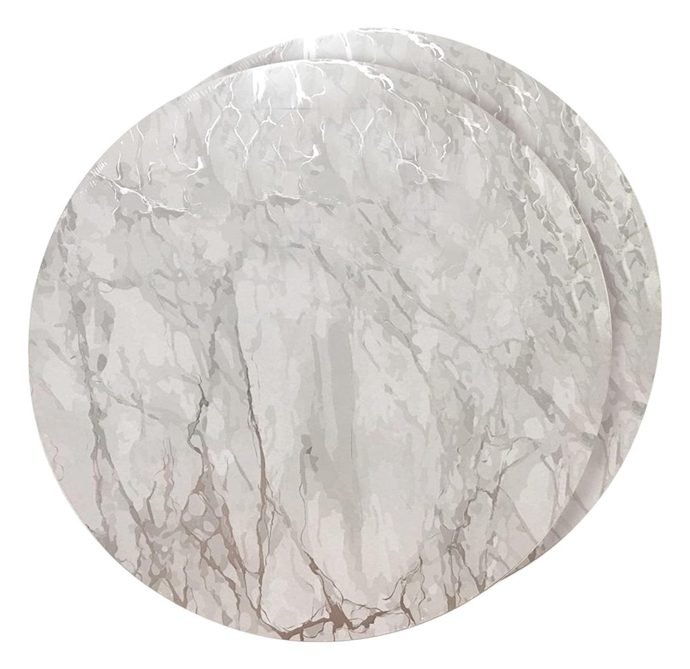 15" X 15" Silver And Gray Abstract Round Placemats