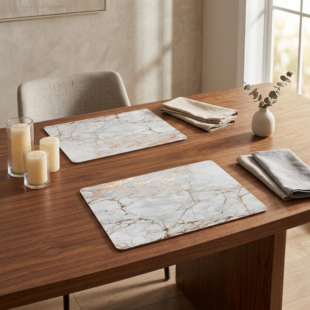 12" X 18" Gold And Silver Abstract Agglomerated cork Placemats