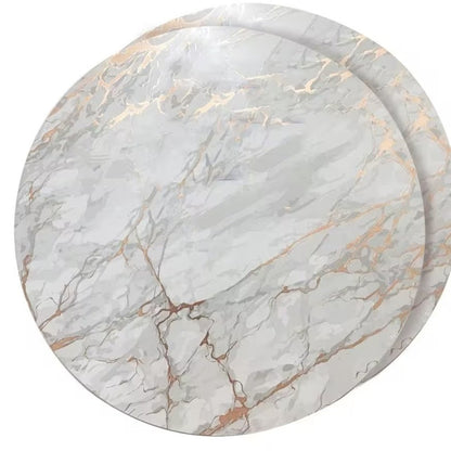 15" X 15" Gold Ivory And Gray Abstract Agglomerated cork Round Placemats