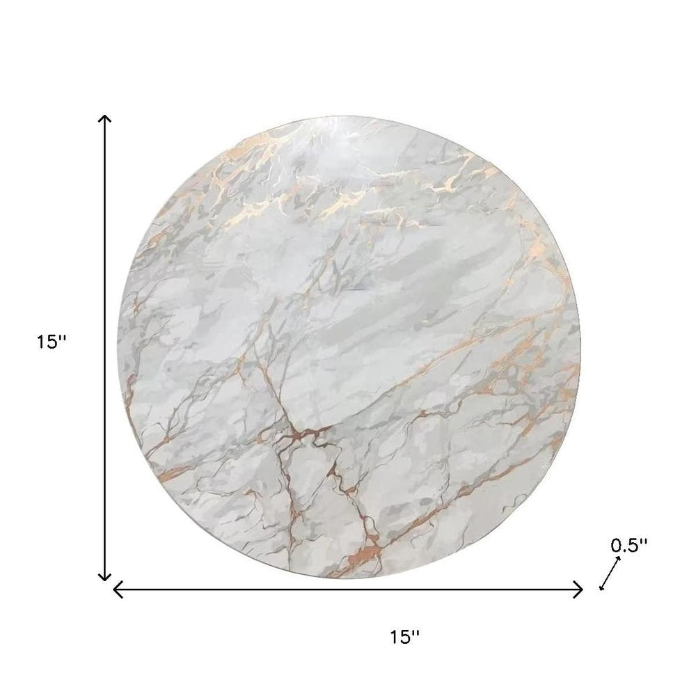15" X 15" Gold Ivory And Gray Abstract Agglomerated cork Round Placemats