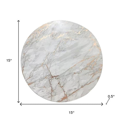 15" X 15" Gold Ivory And Gray Abstract Agglomerated cork Round Placemats