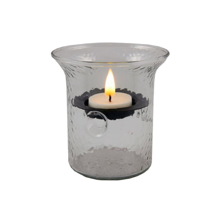 4" Clear Glass Tabletop Hurricane Candle Holder With Candle