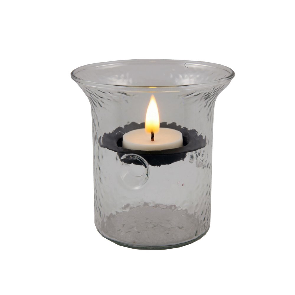 4" Clear Glass Tabletop Hurricane Candle Holder With Candle