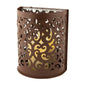 9" Brown Floral Iron Wall Sconce Candle Holder With Candle