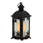 12" Black Ornate Glass And Metal Centerpiece Lantern Candle Holder With Candle