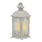 12" White Metal Tabletop Lantern Candle Holder With Candle
