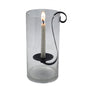 12" Light Gray Glass Centerpiece Taper Candle Holder With Candle
