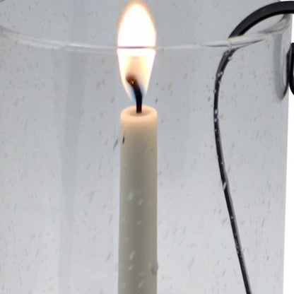 12" Light Gray Glass Centerpiece Taper Candle Holder With Candle