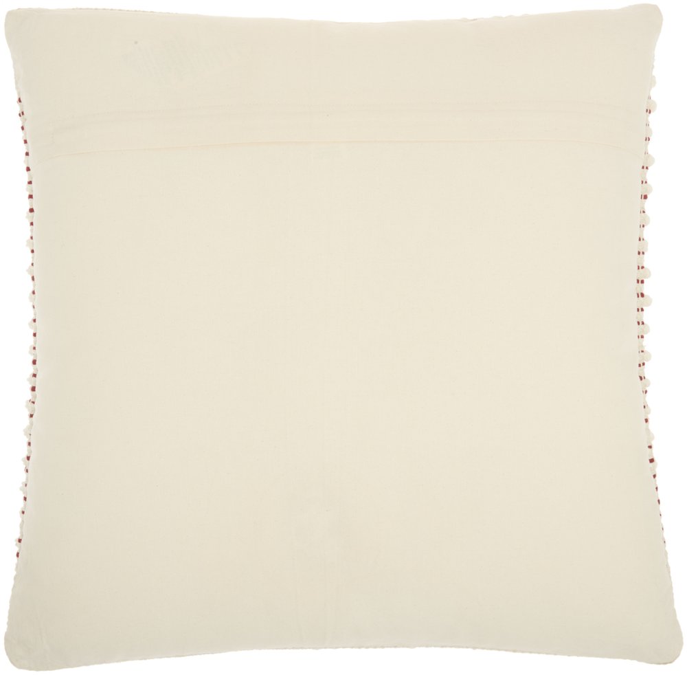 20" X 20" Ivory And Red Zippered Handmade Polyester Christmas Tree Throw Pillow