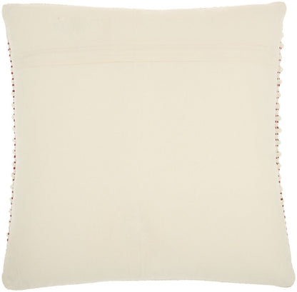 20" X 20" Ivory And Red Zippered Handmade Polyester Christmas Tree Throw Pillow