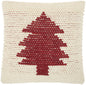 20" X 20" Ivory And Red Zippered Handmade Polyester Christmas Tree Throw Pillow