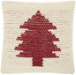 20" X 20" Ivory And Red Zippered Handmade Polyester Christmas Tree Throw Pillow