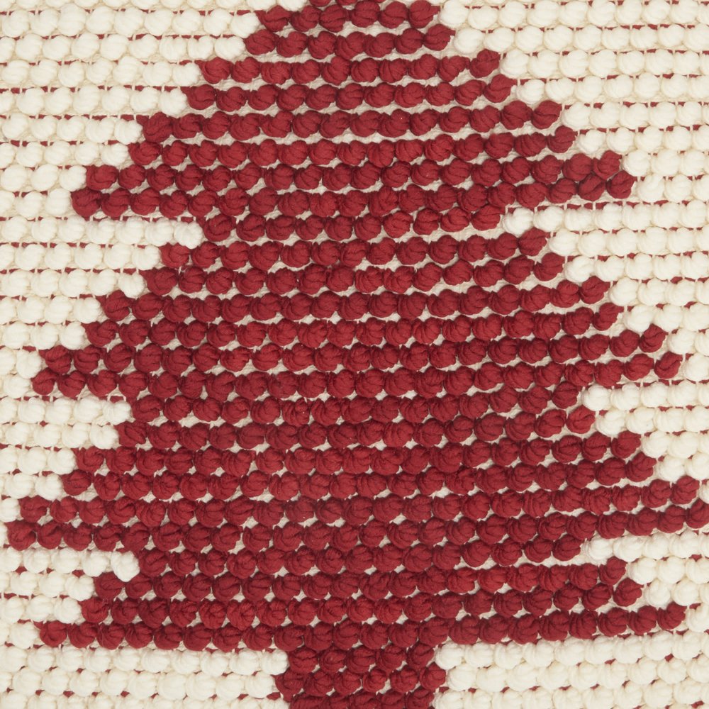 20" X 20" Ivory And Red Zippered Handmade Polyester Christmas Tree Throw Pillow