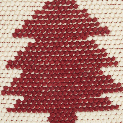 20" X 20" Ivory And Red Zippered Handmade Polyester Christmas Tree Throw Pillow