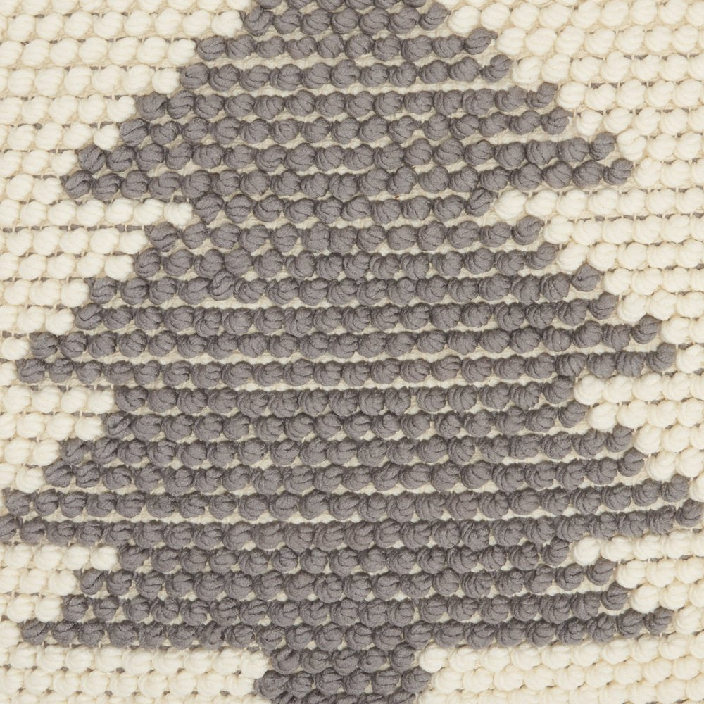 20" X 20" Ivory And Grey Zippered Handmade Polyester Christmas Tree Throw Pillow