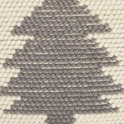 20" X 20" Ivory And Grey Zippered Handmade Polyester Christmas Tree Throw Pillow