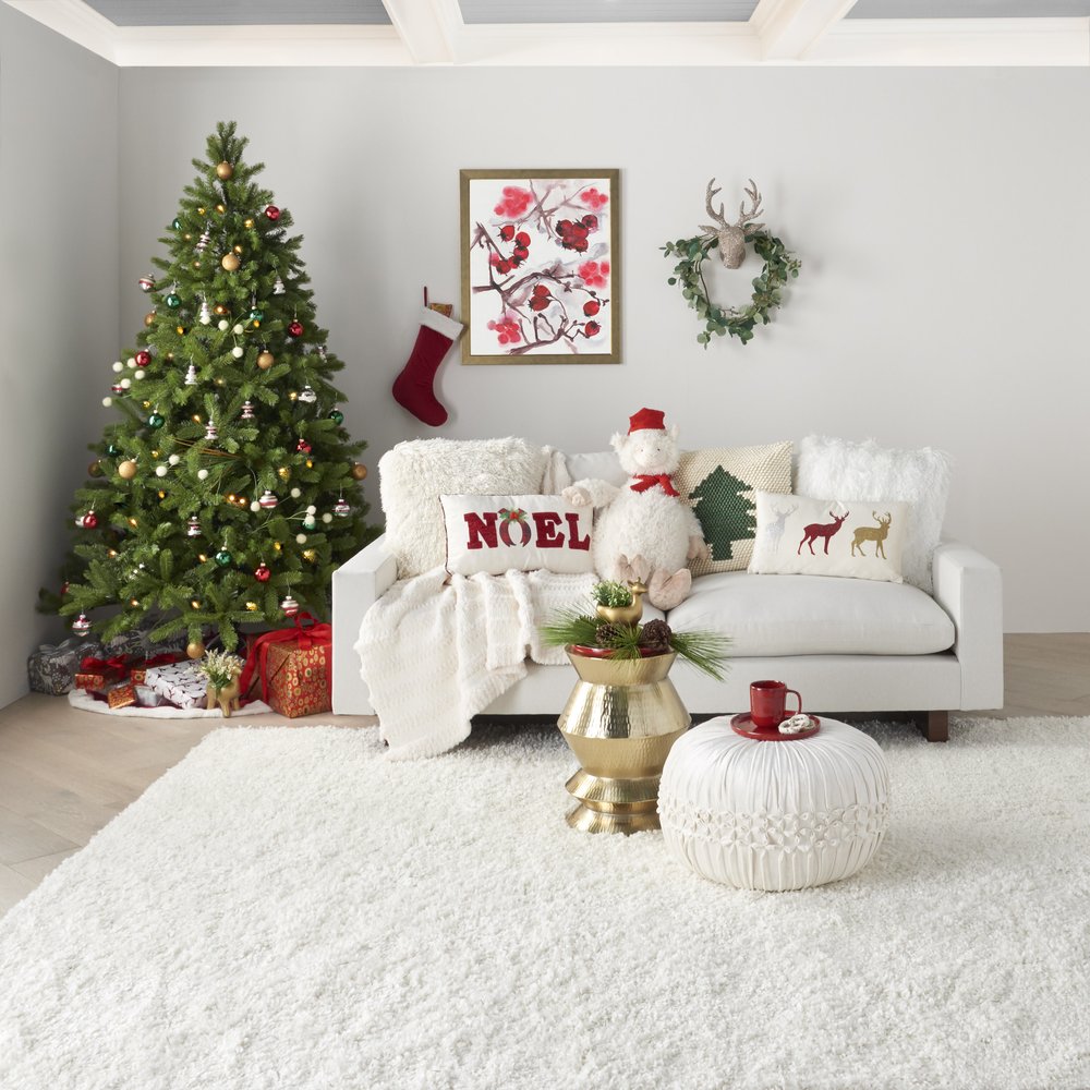 20" X 20" Green And Ivory Christmas Tree Textural Throw Pillow