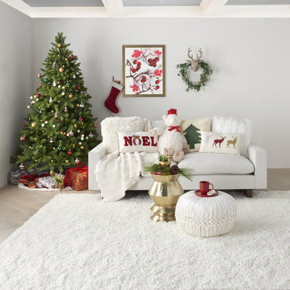 20" X 20" Green And Ivory Christmas Tree Textural Throw Pillow