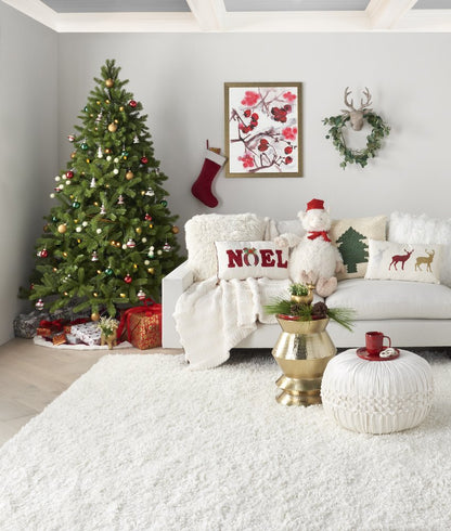 20" X 20" Green And Ivory Christmas Tree Textural Throw Pillow