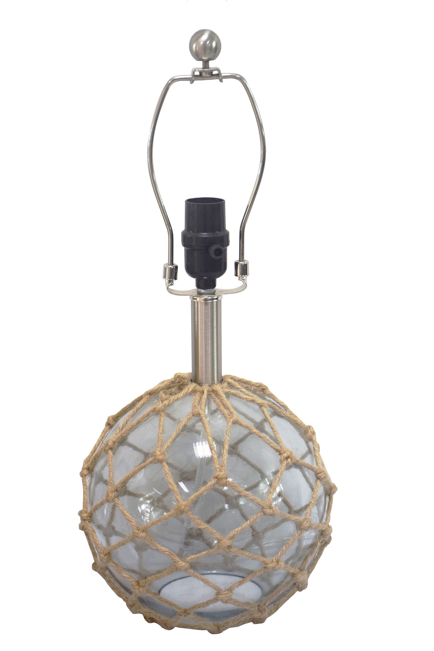 20" Glass with Rope Globe Table Lamp With Aqua Coral Shade