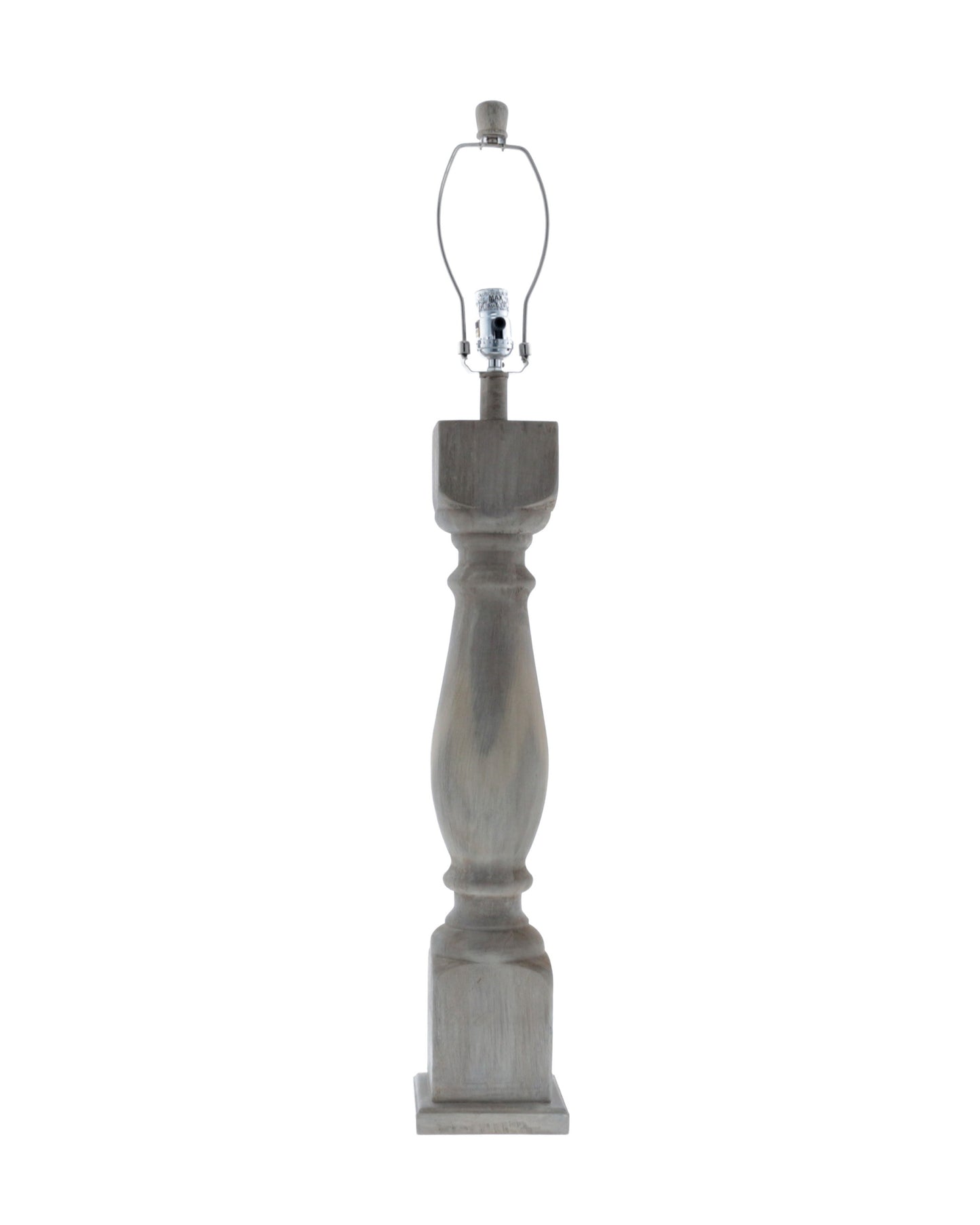 40" Rustic Washed Gray Table Lamp With White And Tropical Fish Empire Shade