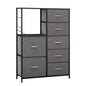 34" Gray and Black Steel and Fabric Seven Drawer Chest