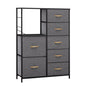 34" Gray and Black Steel and Fabric Seven Drawer Chest