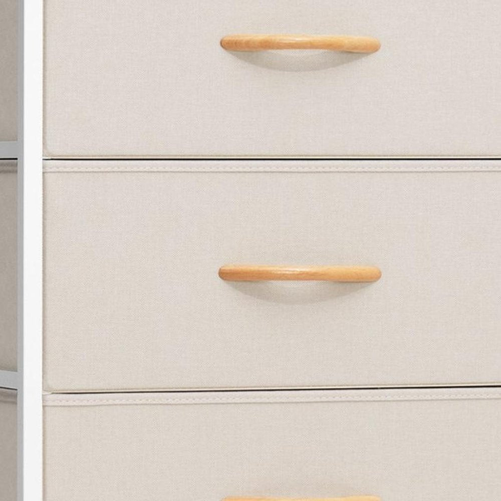 18" Blue and Black Steel and Fabric Six Drawer Chest