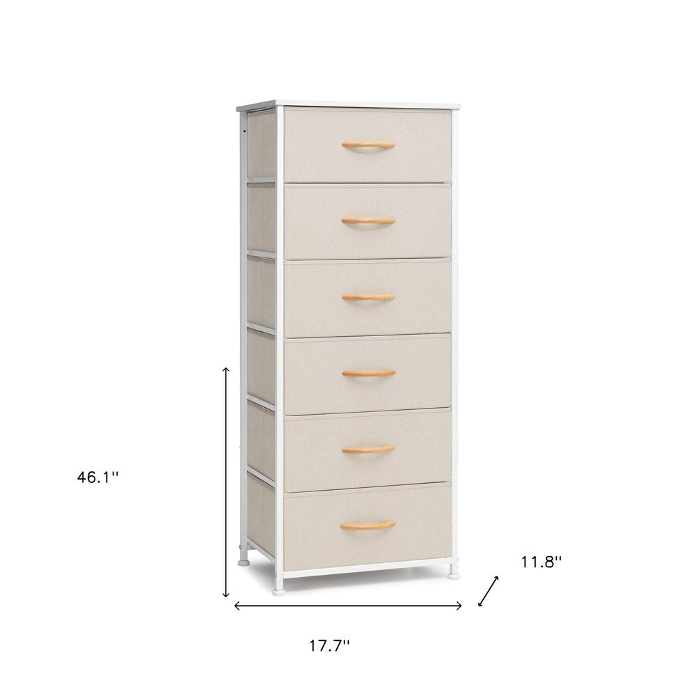 18" Blue and Black Steel and Fabric Six Drawer Chest