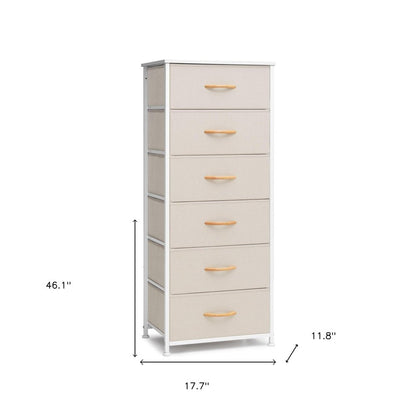 18" Blue and Black Steel and Fabric Six Drawer Chest