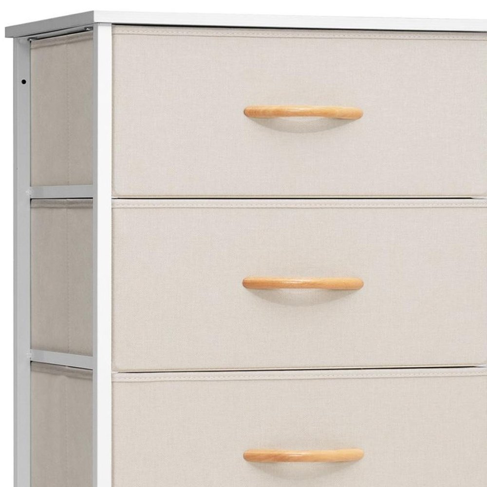 18" Blue and Black Steel and Fabric Six Drawer Chest