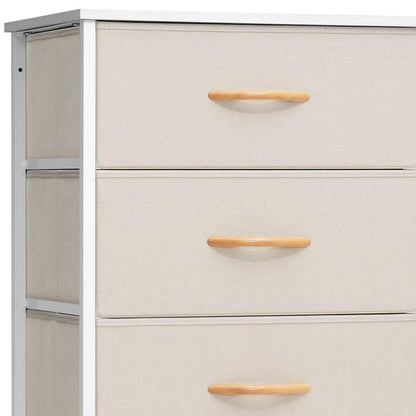 18" Blue and Black Steel and Fabric Six Drawer Chest