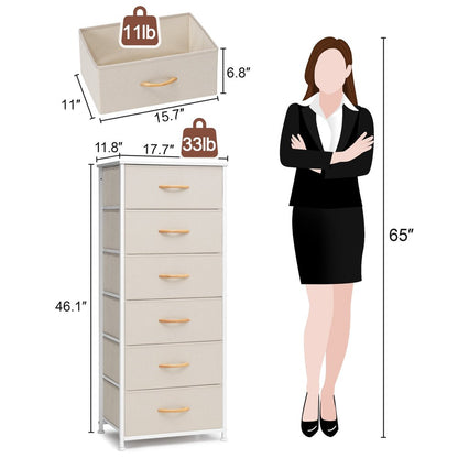 18" Blue and Black Steel and Fabric Six Drawer Chest