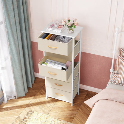 18" Blue and Black Steel and Fabric Six Drawer Chest