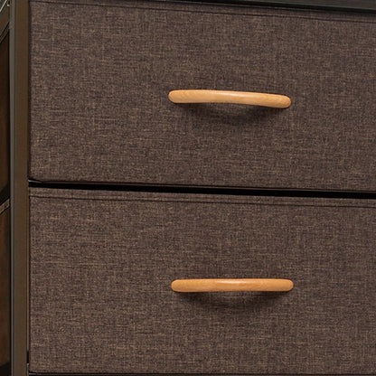 18" Brown Wood Steel And Fabric Six Drawer Dresser