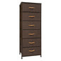18" Brown Wood Steel And Fabric Six Drawer Dresser